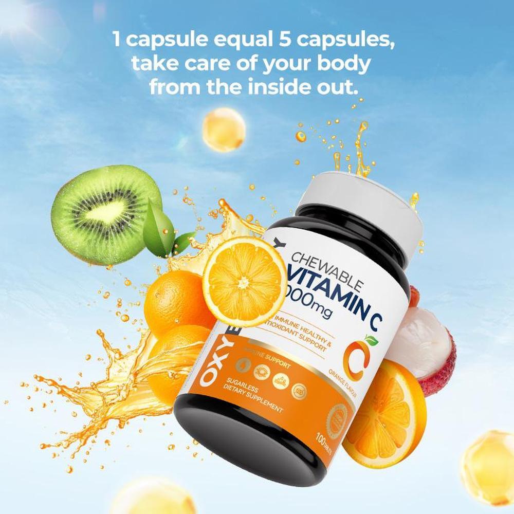 Oxyenergy Chewable Vitamin C,for Immunity Enhancement,Pigmentation Prevention,Antoxidant Support