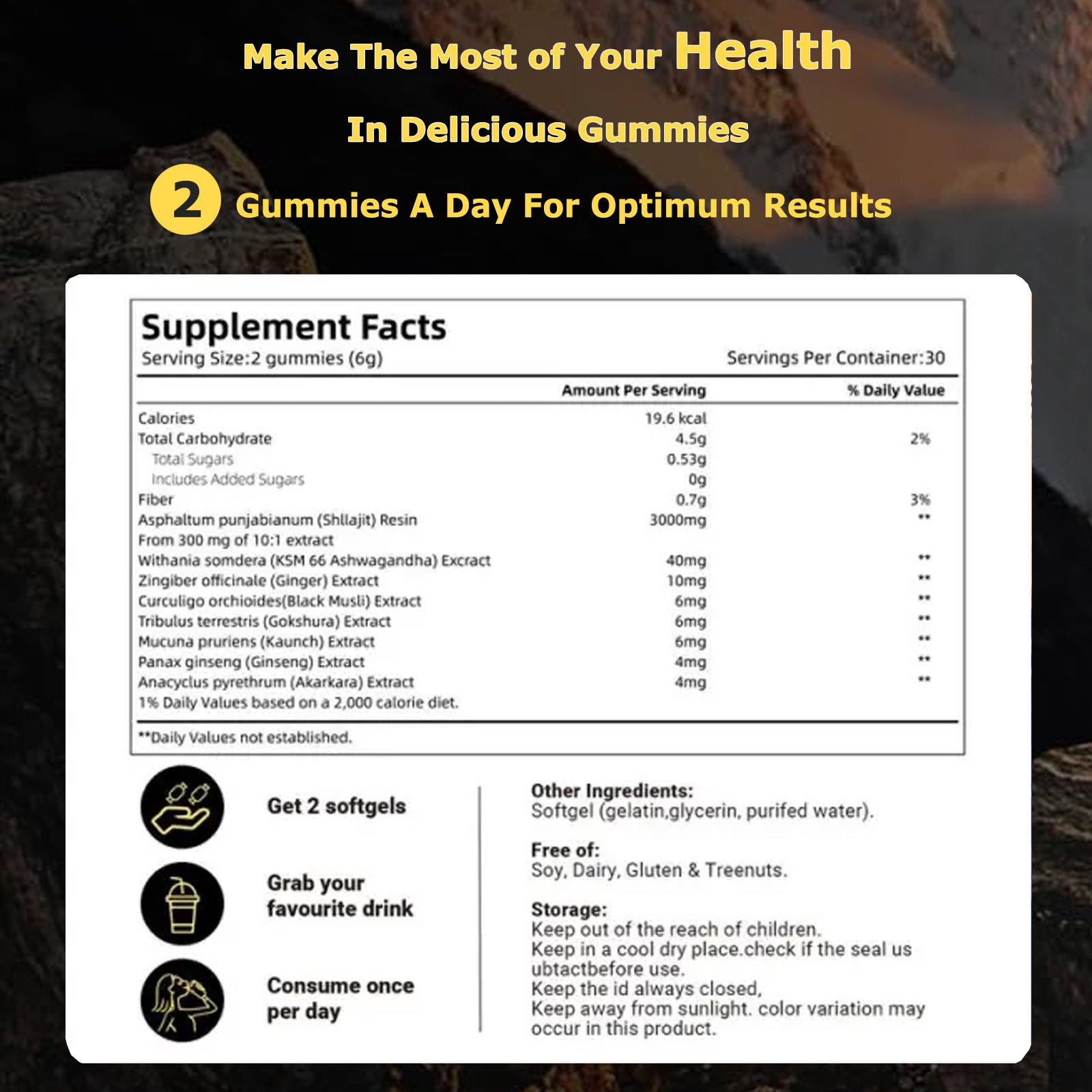 Natural Himalayan Golden Shilajit Gummies