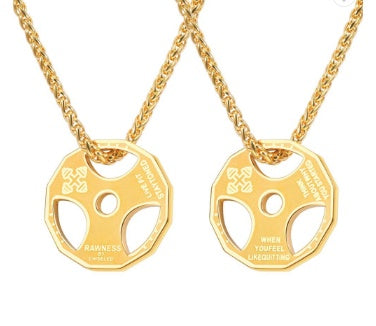 Stainless Steel Men Fitness Barbell Gym Necklace