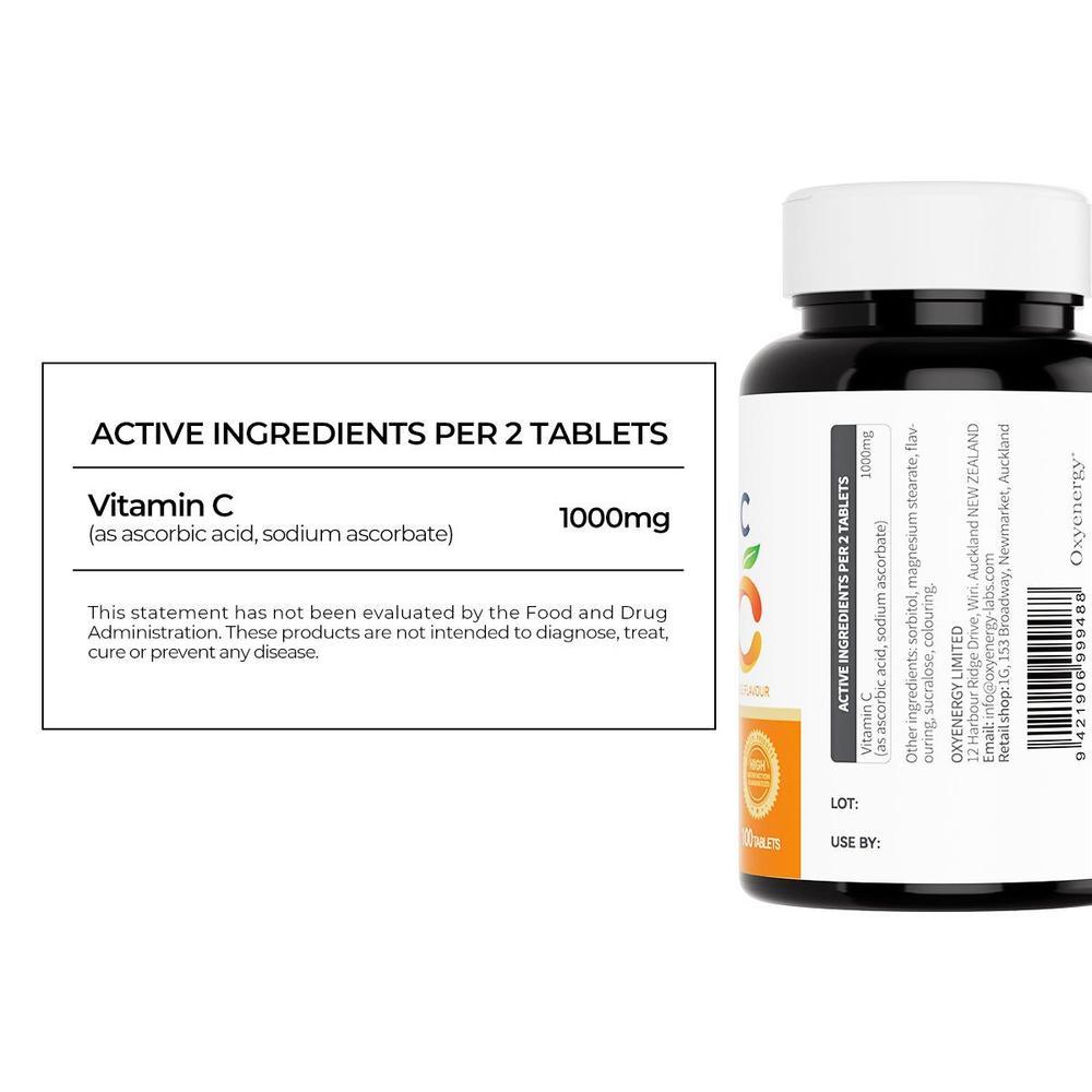 Oxyenergy Chewable Vitamin C,for Immunity Enhancement,Pigmentation Prevention,Antoxidant Support