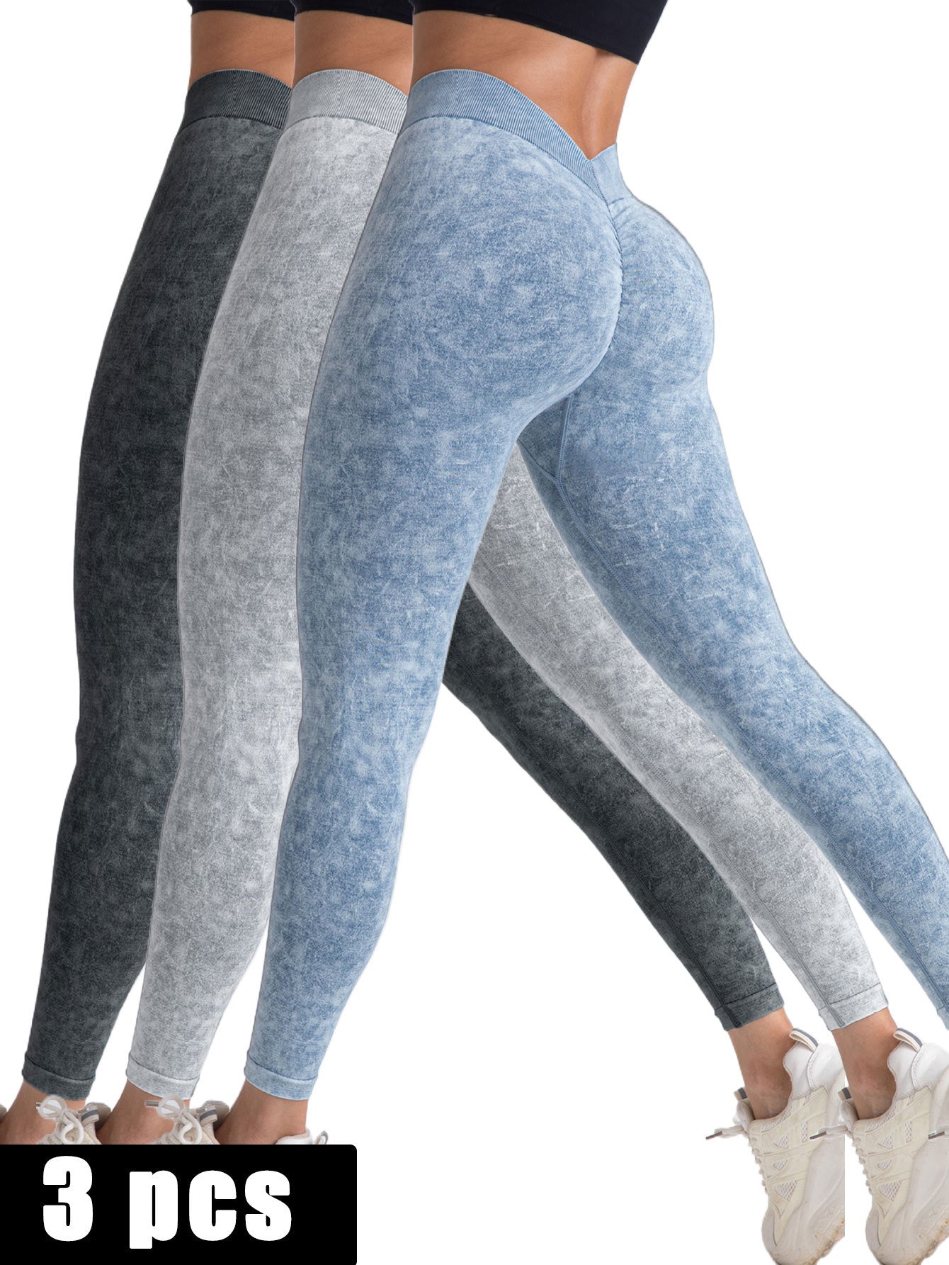 X-Flex 3 Pack Seamless V-Back Yoga Leggings